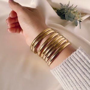 Gold Bangle Bracelet Set of 7 Pieces, Gold Bangle Bracelet,  Stacking Bangles